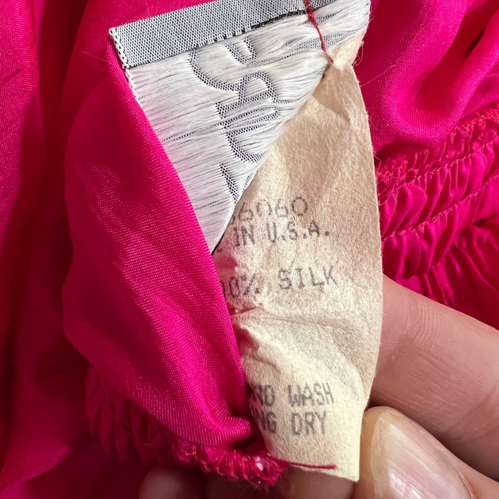 Vintage Yours Pink 100% Silk Maxi Skirt Ruffle Elastic Waist BalletCore Fairy M - Picture 6 of 7